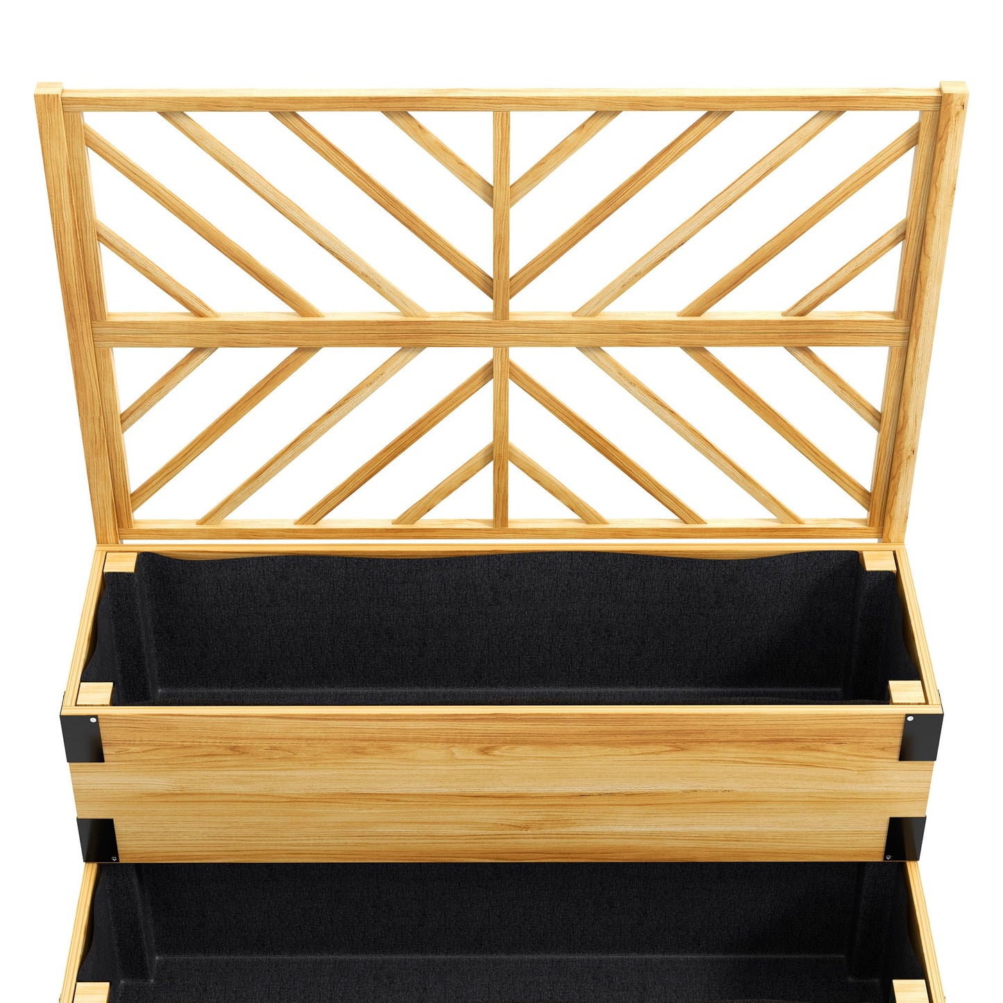 Outsunny Raised Garden Bed with Trellis, 2 Tier Wooden Elevated Planter Box with Legs and Metal Corners for Vegetables, Flowers, Herbs, Natural