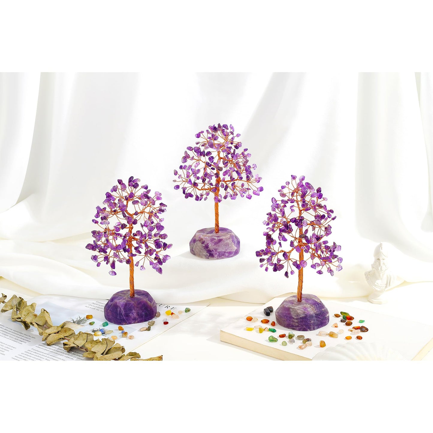 SITUMEIZI 7.09IN Amethyst Crystal Tree Amethyst Crystals and Healing Stones Natural Purple Gifts for Women Room Office Desk Purple Decor Reiki Spiritual Meditation Energy Tree of Life