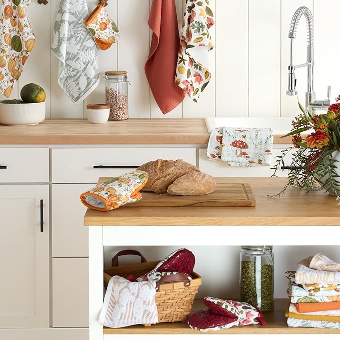 Martha Stewart Woodland Harvest Jacquard Sunflowers Kitchen Towel 2-Pack Set