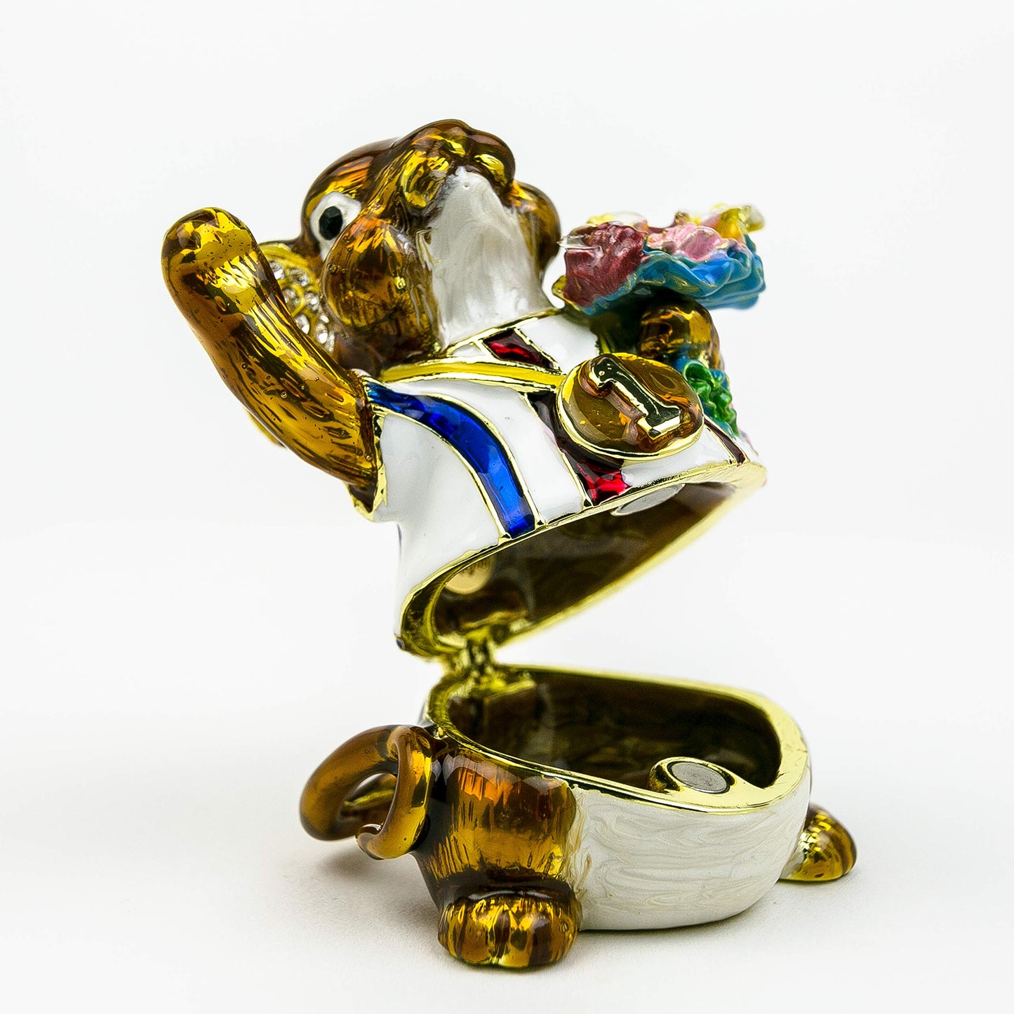Keren Kopal Winner Mouse Trinket Box Decorated with Crystals Jewelry Storage Stash Handpainted Animal Figure Gift Idea for Home Decoration