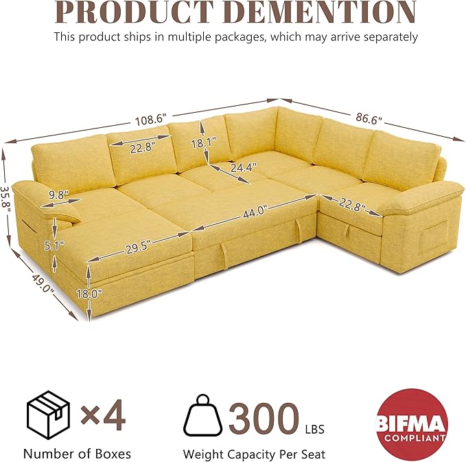 108 Inch Modular Sectional Sofa