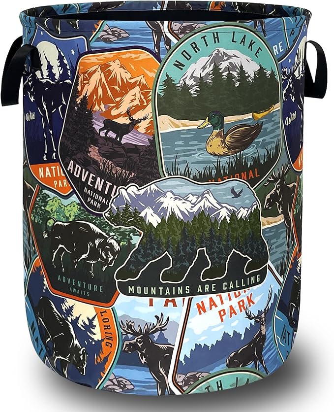 Funny Adventure Laundry Basket Oxford Cloth Bears Animals Laundry Hamper
