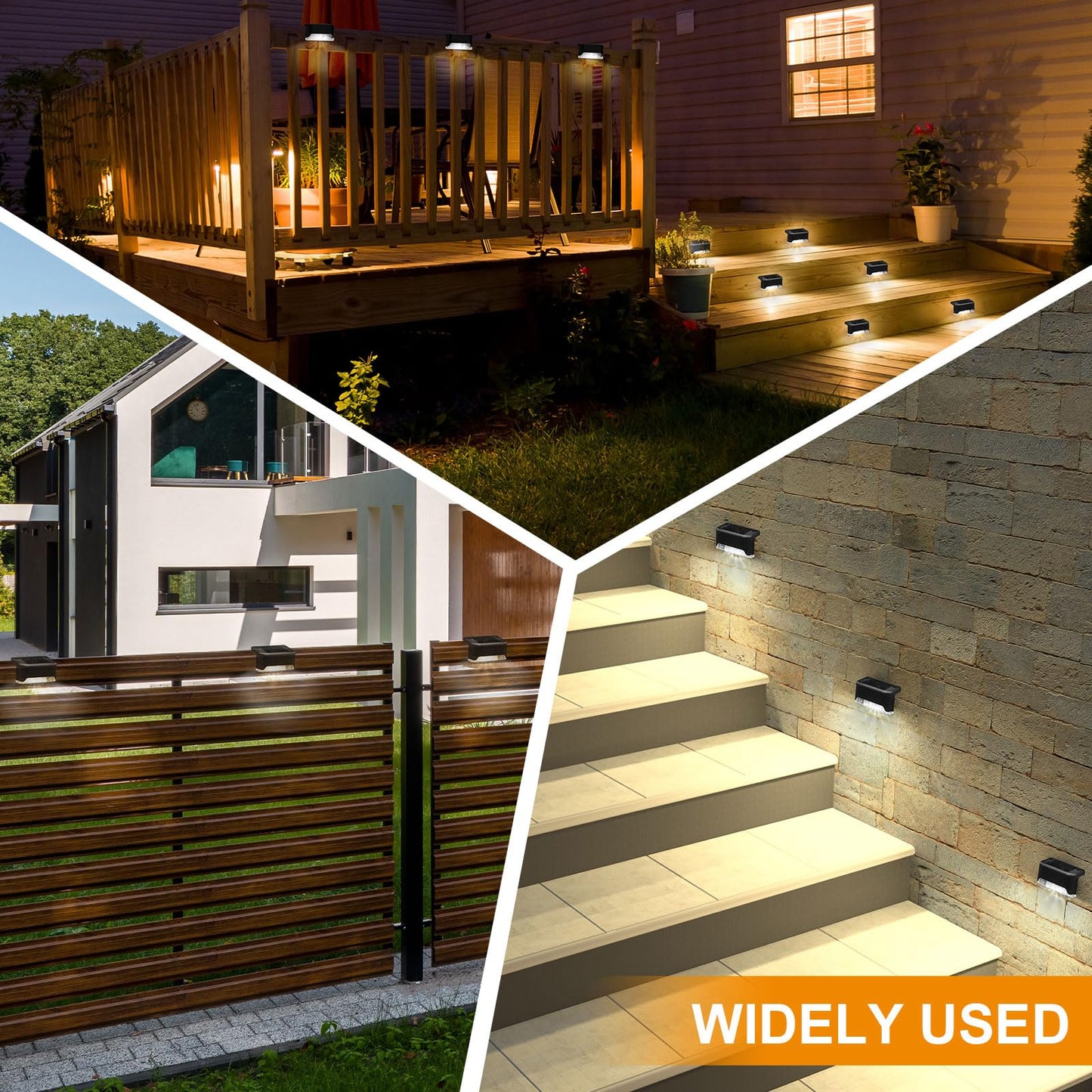 32 Pcs Solar Deck Lights Outdoor, Waterproof LED Solar Step Fence Lights for Stairs, Step, Railing, Patio, Driveway, Garden, Pathway and Yard(Black Shell Cool White Light)