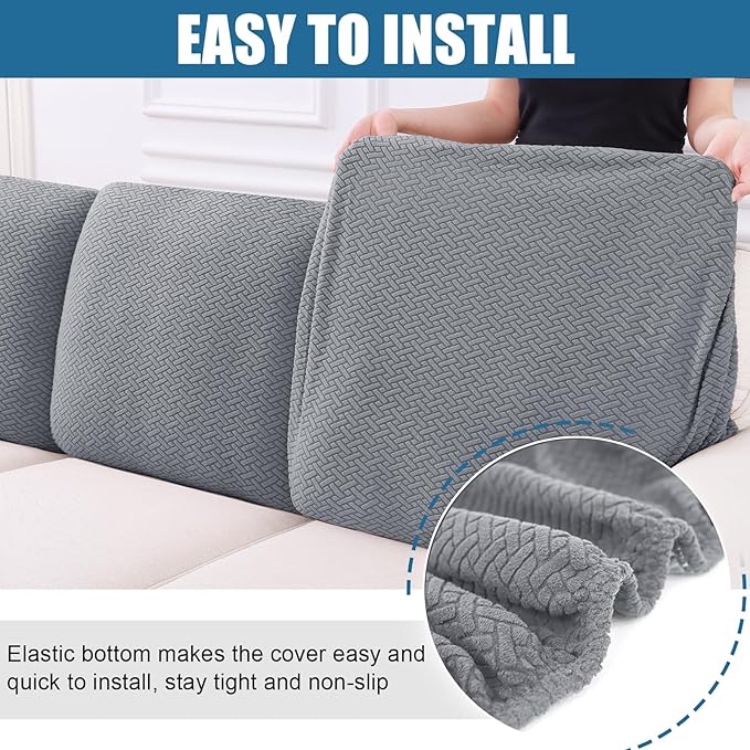 Smiry Waterproof Couch Cushion Covers, Stretch Jacquard Thick Sofa Cushion