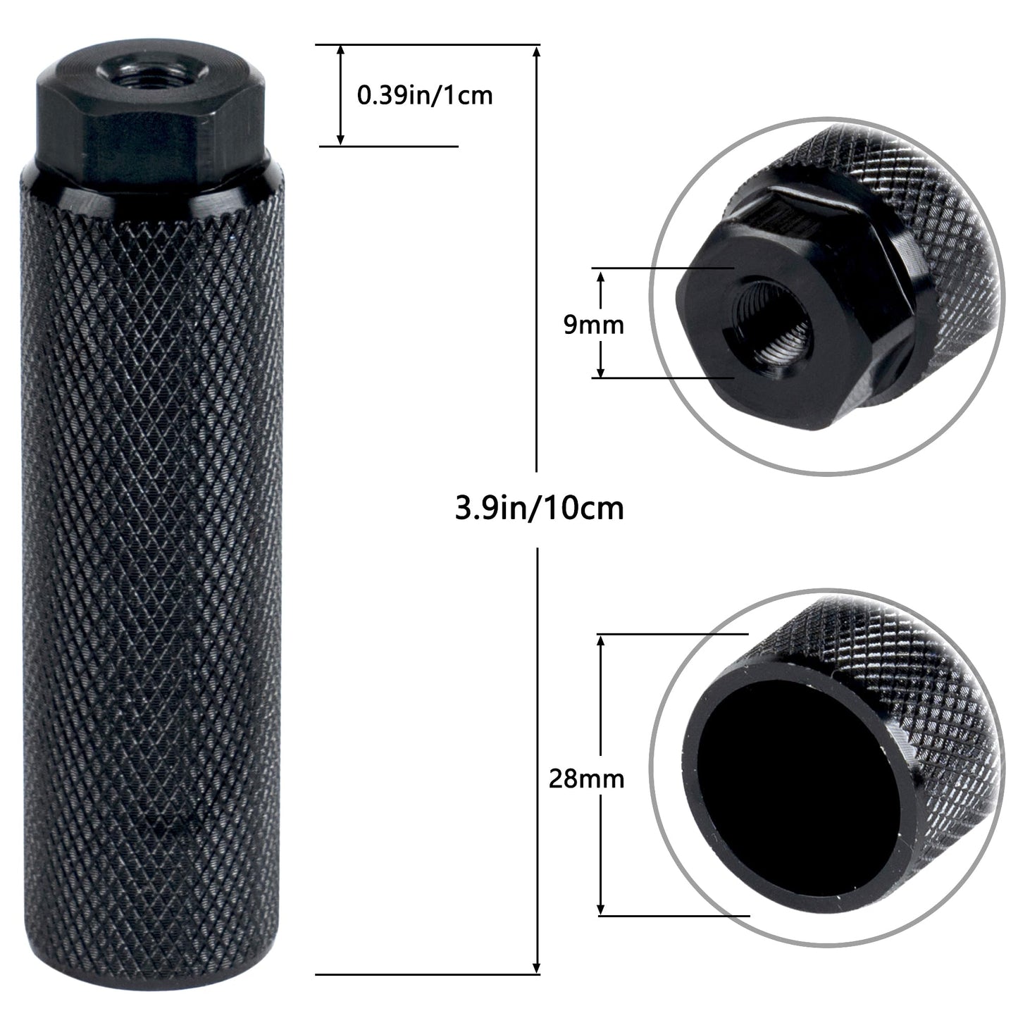KINSPORY 4PC Bike Pegs for 3/8 inch Axles, Aluminum Alloy Anti-Skid BMX Bicycle Pegs for Mountain Bike Backseats Stands Cycling Rear Stunt Pegs - Black