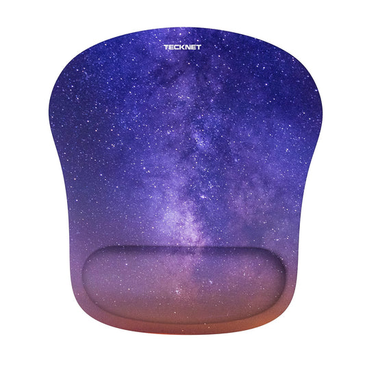 TECKNET Mouse Pad with Wrist Support, Ergonomic Gaming Mouse Pad Pain Relief, Portable Comfortable Mousepad for Computer, Laptop, Office, Home - Non-Slip Base, Waterproof Surface - Dark Purple Galaxy
