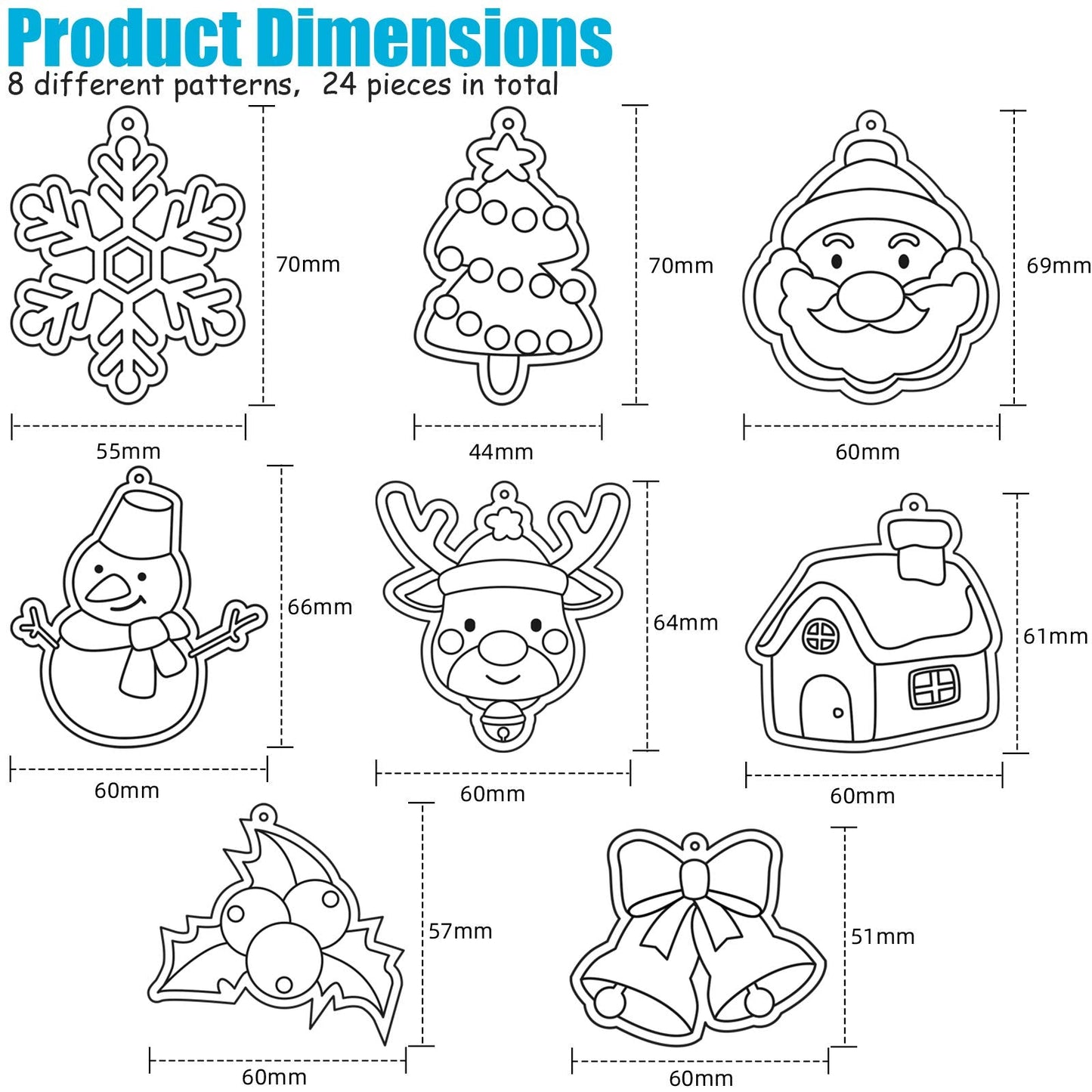 WILLBOND 24 Pieces Sun Catchers Craft Assorted Sun Catcher Kits for Art Window SunCatchers with 24 Pieces Suction Cups for Painting Crafts Christmas Home Decor Supplies