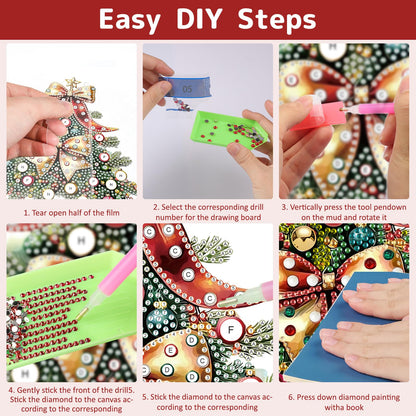 Genius maker Christmas Tree Diamond Art Hanging Kits for Adults, Diamond Painting Pendant Kits, DIY Acrylic 5D Special Shaped Crystal Diamonds Gem Art Painting Ornament for Home Wall Decor Gift