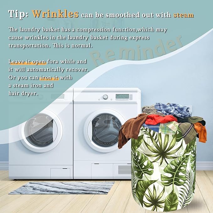 Tropical Leaves Laundry Basket Hawaii Foldable Funny Laundry Hamper Oxford