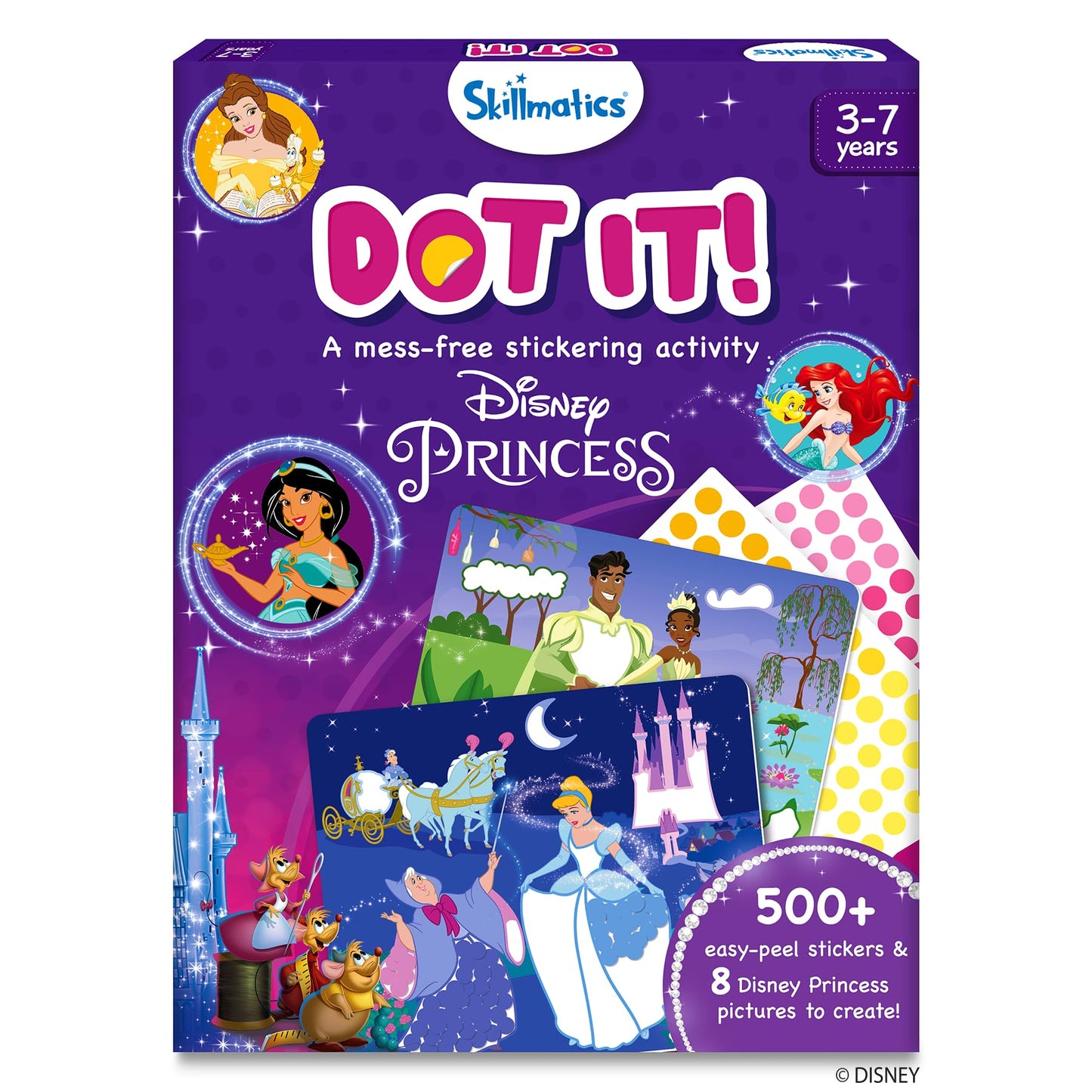 Skillmatics Dot It Sticker Art - Disney Princess, Mess-Free Fun for Kids, 500+ Stickers, Craft Kits, DIY Activity, Travel Toys, Gifts for Girls & Boys Ages 3, 4, 5, 6, 7