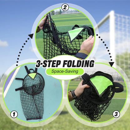 BOHEN Soccer Targets Goal Set of 2pc - Pop-up Portable Top Bins Target - Shooting Accuracy Training Soccer Goal for Endless Fun and Skill Building with Carrying Bag (18" Diameter, Green)