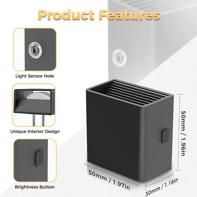 DORESshop Night Lights Plug Into Wall, [2 Pack] Plug in Night Light with 3 Color Temperatures, Dusk to Dawn Sensor, Night Light for Hallway Bathroom Stairway Bedroom, Black