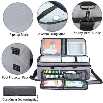 AMOIGEE Double Layer Carrying Storage Organizer Case - Compatible with Cricut Makers, Protective Travel Tote Bag for Silhouette Cameo 3/4, Cricut Accessories
