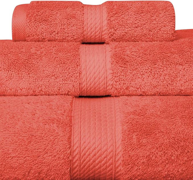SUPERIOR Solid Egyptian Cotton Towel Set, Hand Towel 20” x 30”, Bath Towel 30”