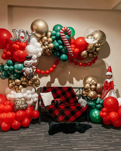 ADOINBY Christmas Balloon Arch Kit, 148Pcs Red, White, Green, Candy Cane, Gift Box, Red Candy, Red Star Party Balloon Garland Kit for Xmas Christmas New Year Birthday Party Decorations Supplies
