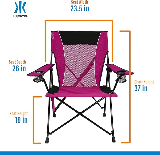 Kijaro Dual Lock Portable Camping Chairs - Enjoy the Outdoors with a Versatile Folding Chair for Sports, Lawn - Dual Lock Feature Locks Position – Hanami Pink