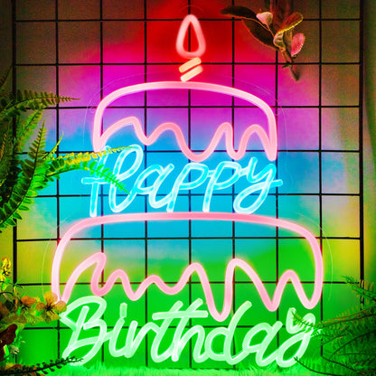 Happy Birthday Neon Sign Led Neon Lights Pink Neon Sign for Bedroom Led Sign USB Powered Neon Signs for Wall Decor Dimmable for Christmas Thanksgiving Birthday Party Girls Gifts