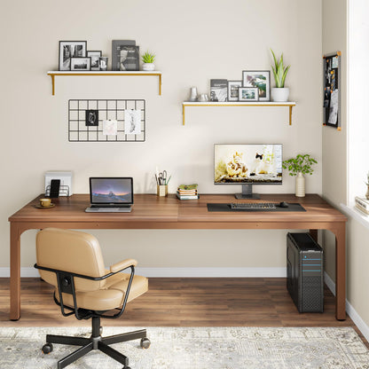 Tribesigns 78.7 Inches Extra Long Computer Desk 2 Person Desk, Double Long Desk, Workstaion for Home Office, Coffee Brown