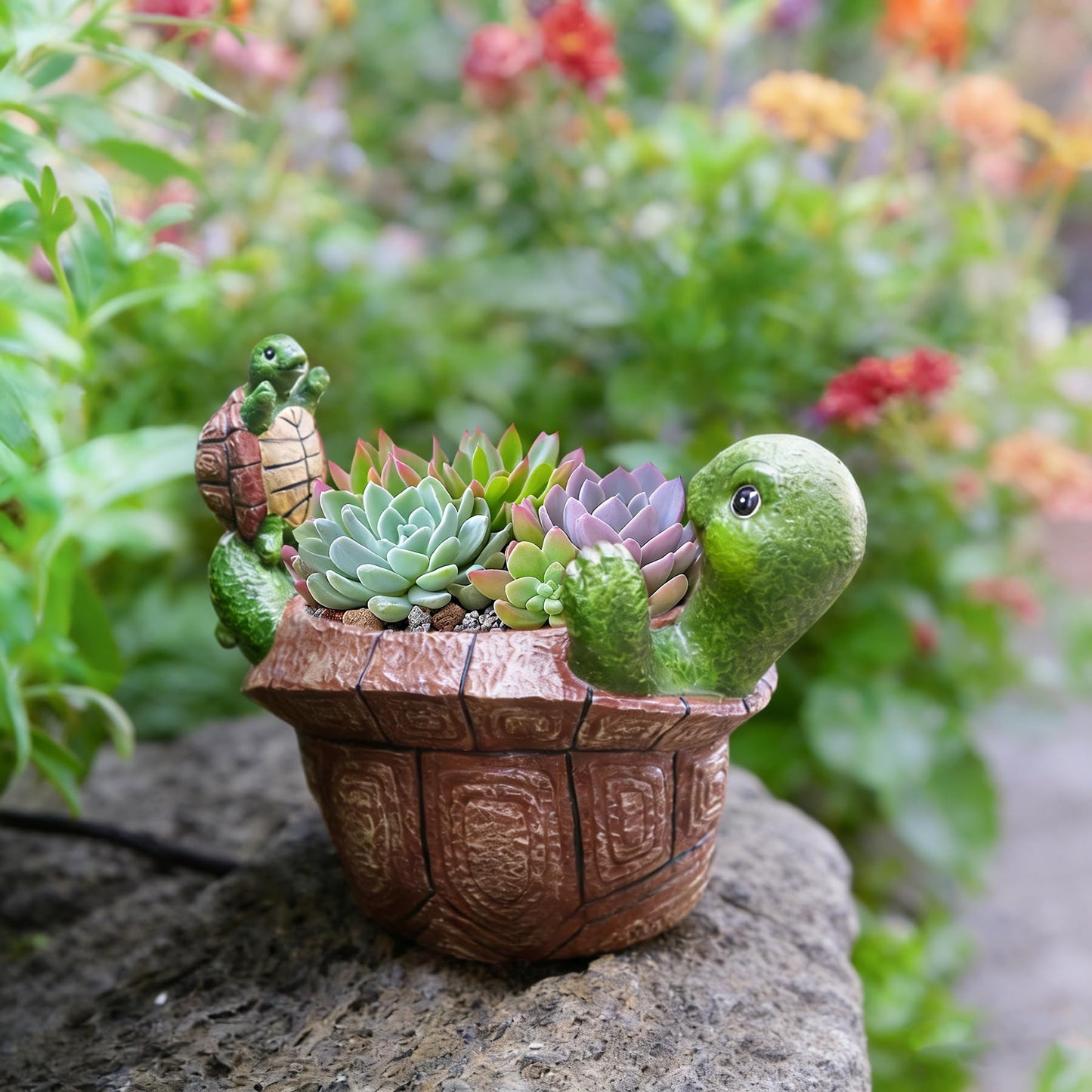 Saysmile Unique Turtle Plant Pots Indoor, Small Succulent Planters with Drainage Hole, Cute Planting Pots for Cactus, Resin Flower Pot for Outdoor Indoor Plants, Gift for Mom