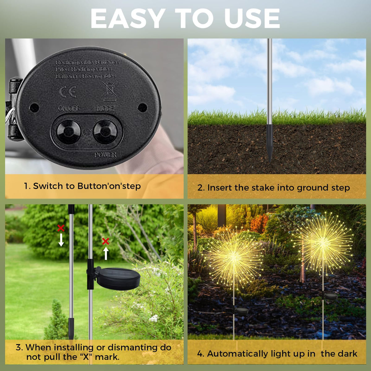 Banax Solar Garden Lights Outdoor Decor 2 Pack Christmas Lights 150 LED Solar Powered Stake Lights for Lawn, Garden, Pathway, Yard & Holiday Decorations(Warm White)