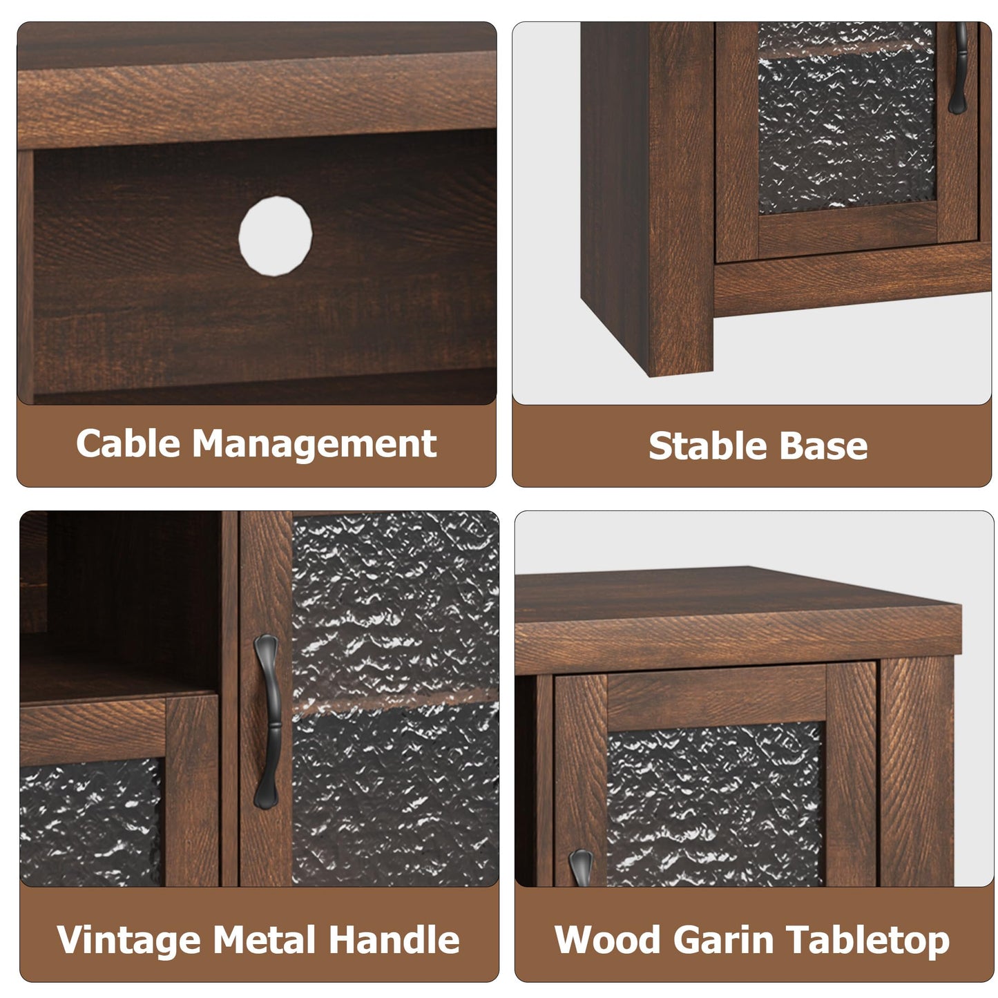 IDEALHOUSE TV Stand for 65 Inch TV, Farmhouse Entertainment Center with Acrylic Door Storage Cabinet & Adjustable Shelves, Rustic TV Console Table for Living Room Bedroom, Brown