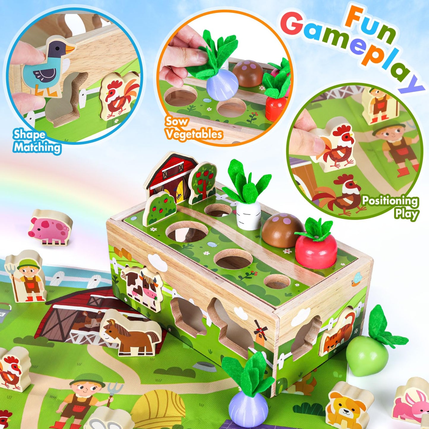 Montessori Wooden Sensory Toddler Toys: Toy for 1 2 3 Year Old Boys Girls | 1st Birthday Baby Gifts for 1-2 Year Olds | Babies 12+ Months Educational Learning Present Easter Gift Fine Motor Skills
