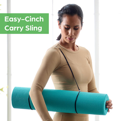 Gaiam Essentials 1/4" Thin (6mm) Yoga & Pilates, Fitness & Exercise Mat with Easy-Cinch Carrier Strap Cusion Support For Fitness and Gym Workouts
