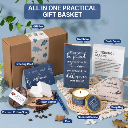 Administrative Professionals Day Gifts for Men, Employee Appreciation Gifts Bulk, Thank You Gift Box with Wooden Sign, Present for Coworkers, Teacher, Boss, Team, Mentor, Friend, Leader, Social Worker
