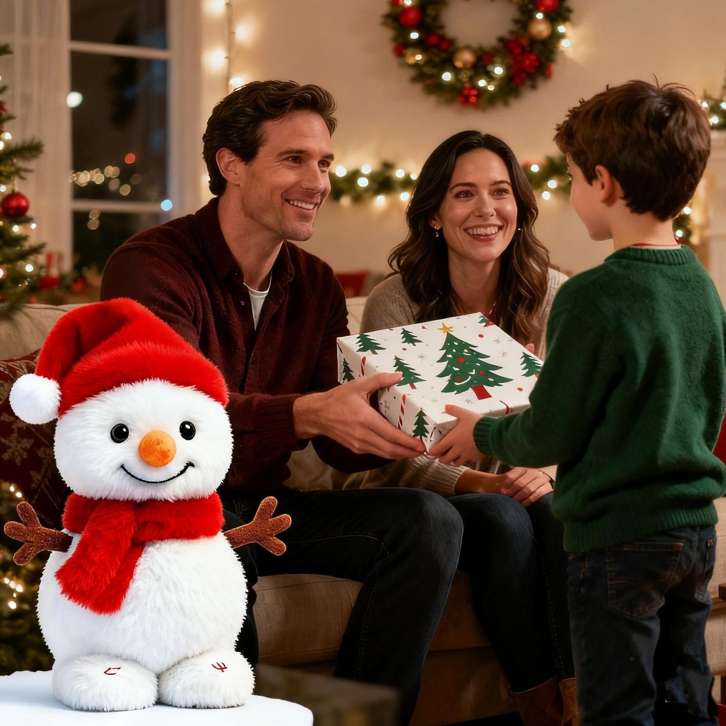 Easfan Talking Snowman Repeats What You Say Walking Singing Stuffed Animal Interactive Plush Toy Funny Walking Toy for Kids Toddlers Christmas Der Gifts,9''