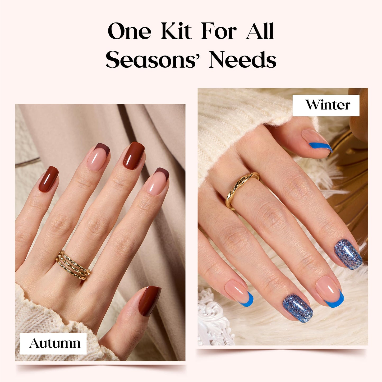 Beetles Press on Nails Kit 720Pcs 24 Colors, Press on Nails Short Almond Glossy Matte Glitter With Nail Glue & Nail Tabs Stickers, Natural Fit Lightweight Fake Nails Kit Art For Women Girls