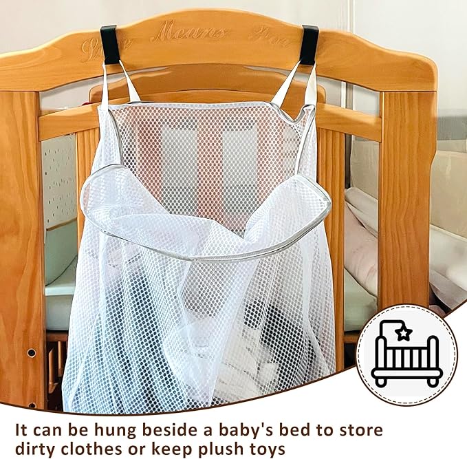 Hanging Washable Laundry Hamper, Over Door Mesh Laundry Bag
