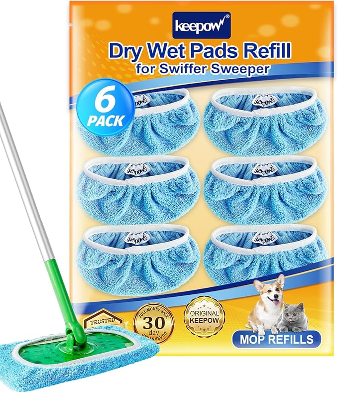 KEEPOW Reusable Dry Sweeping Cloths Microfiber Wet Pads Refill Compatible