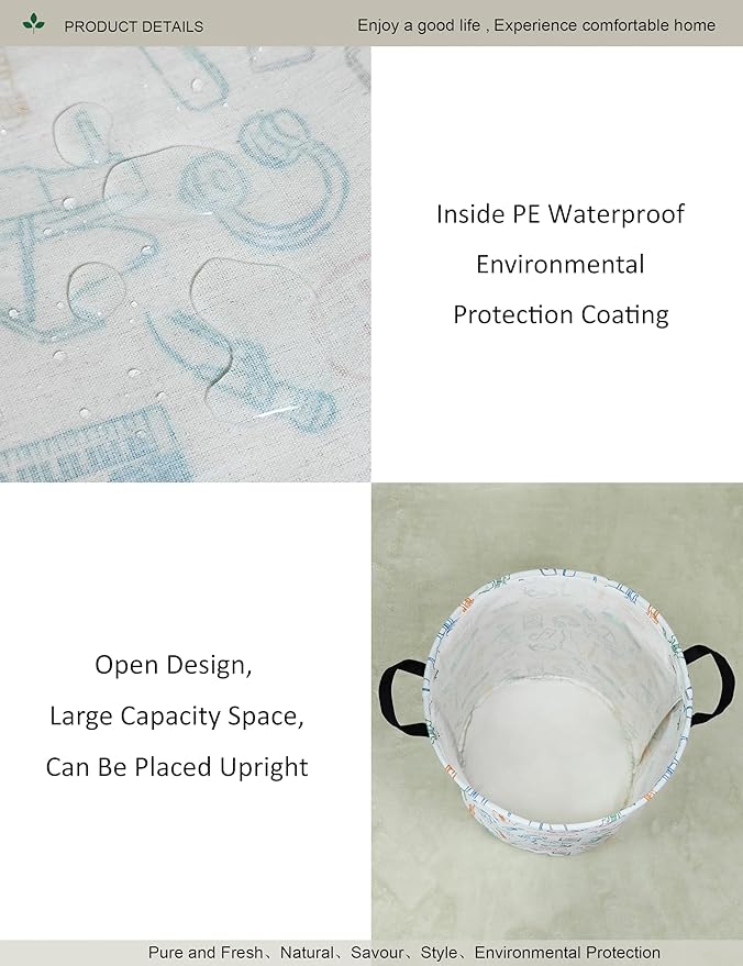 Round waterproof laundry basket, gift basket, suitable
