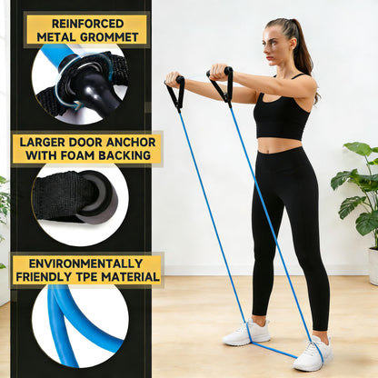 20 Pcs Resistance Bands with Handles for Home Workouts, Universal Exercise Bands Set for Physical Therapy & Rehabilitation, Multi-Functional Strength Training & Toning Elastic Bands for Women and Men
