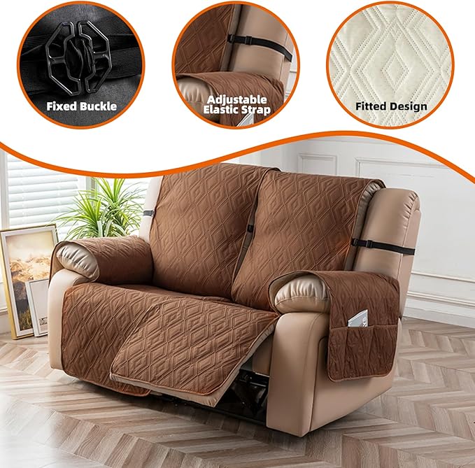 Genina Waterproof Loveseat Recliner Cover Non-Slip, Sofa Cover