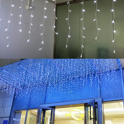GTSYDING LED Icicle Lights, 13FT 96 LEDs 8 Modes Window Curtain Extendable Fairy Christmas Ceiling Dangling Hanging Twinkle Memory Lights for Party Home Decorations Outdoor Indoor (Cool White, 4M)