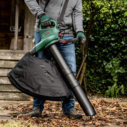 Bosch Electric Leaf Blower and Vacuum UniversalGardenTidy 3000 (3000 W, collection bag 50 l,variable speed,for blowing, vacuuming shredding leaves, Weight: 4.7 kg, in carton packaging)