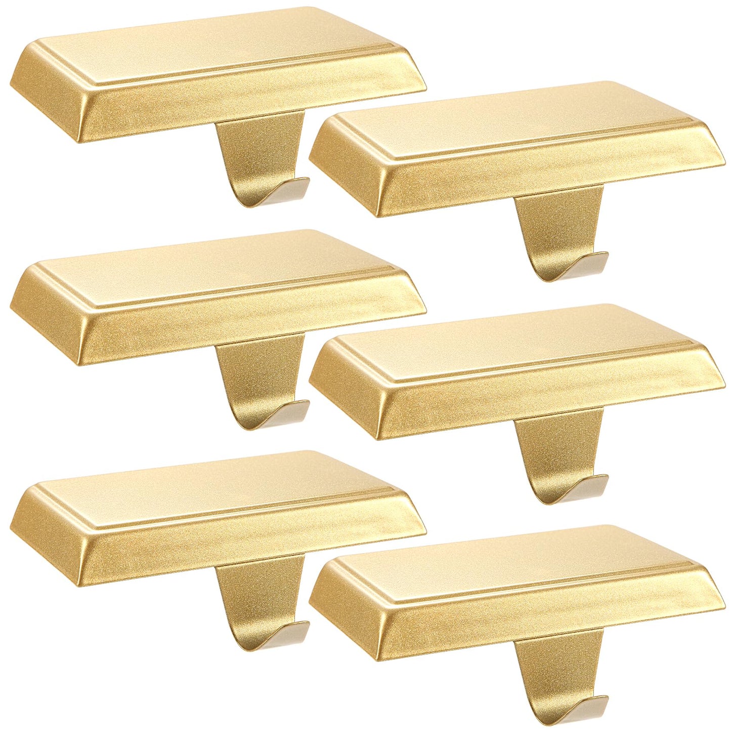 Sunshane 6 Pieces Christmas Stocking Holders Mantel Stocking Hanger Hooks Fireplace Mantle Metal Hang Bases for Xmas Party Decorations (Gold)