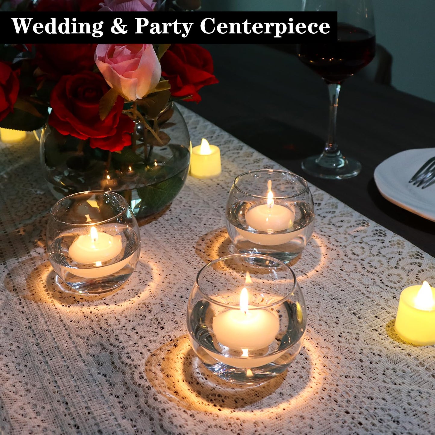 PINIWON Set of 12 Clear Glass Tealight Candle Holder, 2.6'' H x 3.1'' W, Round Votive Candle Holders Bulk, Small Bowl Candle Holder for Wedding Table Centerpiece Home Decor