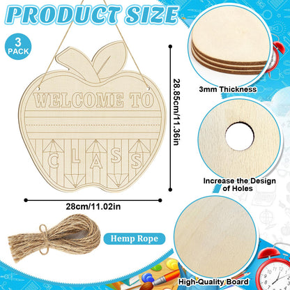 Large Welcome Sign for Classroom Decoration Crafts Hanging to Paint DIY Blank Unfinished Back to School Door Wreath for Front Door Wall Signs Welcome to Our Class Signs for Teacher Supplies
