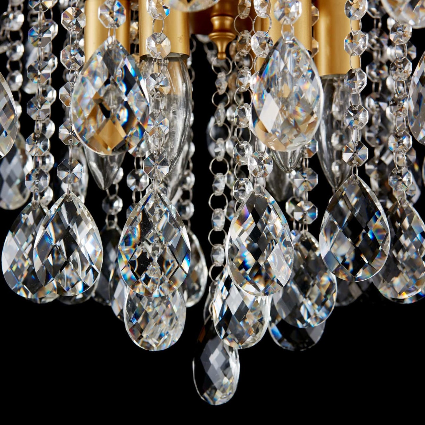 FashEase K9 Crystal Chandeliers, Mid-Century Modern Style for Living Room, Bedroom, Dining Room, D20in x 20-70in Adjustable Height, Gold Finish