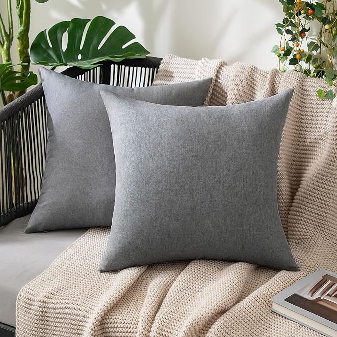 MIULEE Pack of 2 Decorative Outdoor Solid Waterproof Throw Pillow Covers Euro