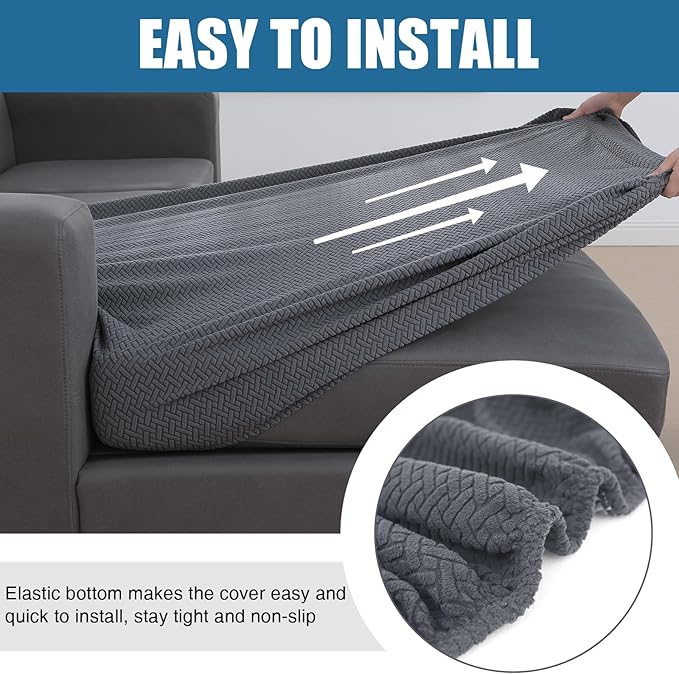 Smiry Waterproof Couch Cushion Covers, Stretch Jacquard Sectional Couch Covers