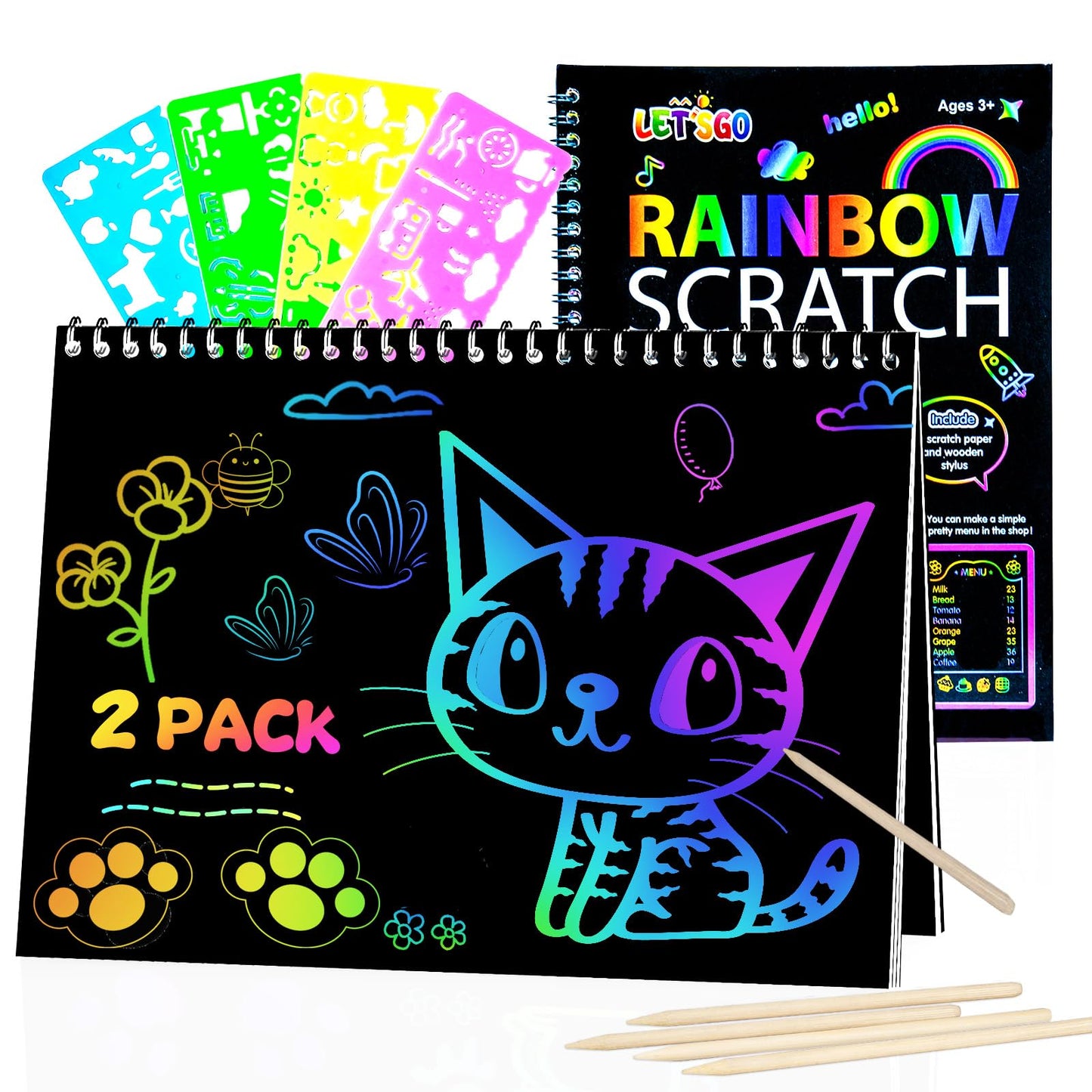 OSLINE Arts and Crafts for Kids Ages 3-5-10 Girls Boys,Rainbow Scratch Paper Art Notebooks,Art Supplies Kit for Gift, Party Favor Toys for 4-8 Year Old,Easter Birthday Gifts for Kids 6-12