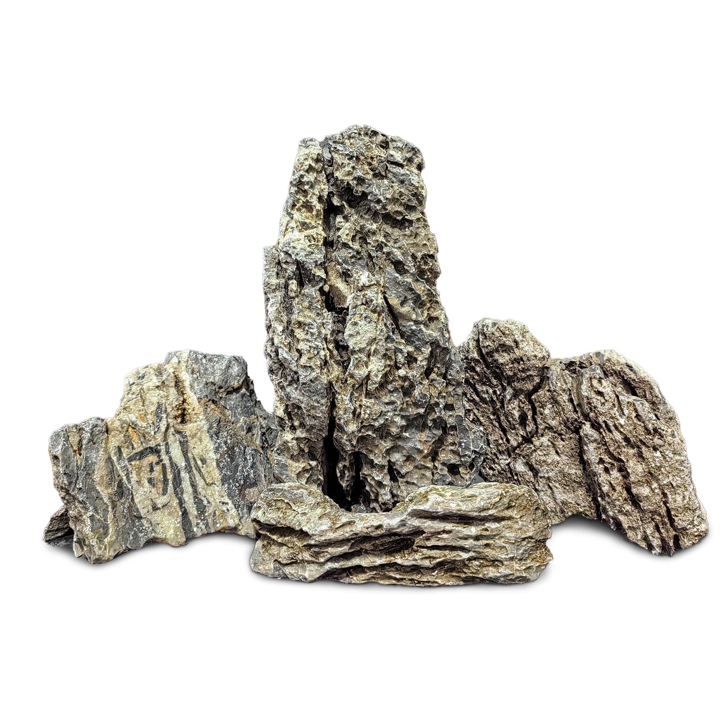 PINVNBY Natural Seiryu Stones, Aquariums Slate Stone Decorative Rocks for Fish Tank, Terrariums, Paludarium, Vivariums, Reptile and Amphibian Enclosures, Aquascaping (4.5lb)