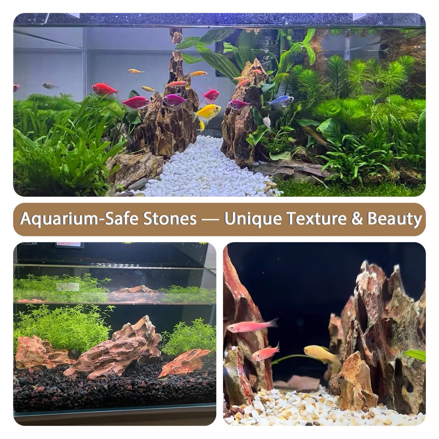 ChaoLeHo Aquariums Stones Natural Rocks 3lb Aquarium Rock for Fish Tank Aquascaping,Aquariums,Terrariums,Vivariums,Decorative Stone,Reptile Enclosures,Paludariums,and Gardens-（2-5 Inch）