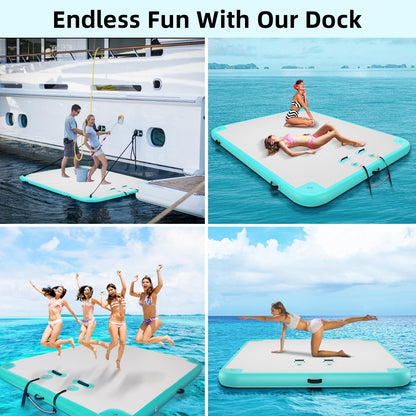 AZXRHWYGS Inflatable Floating Dock Air Dock Platform Floating Island Raft with None-Slip Surface for Pool Beach Ocean
