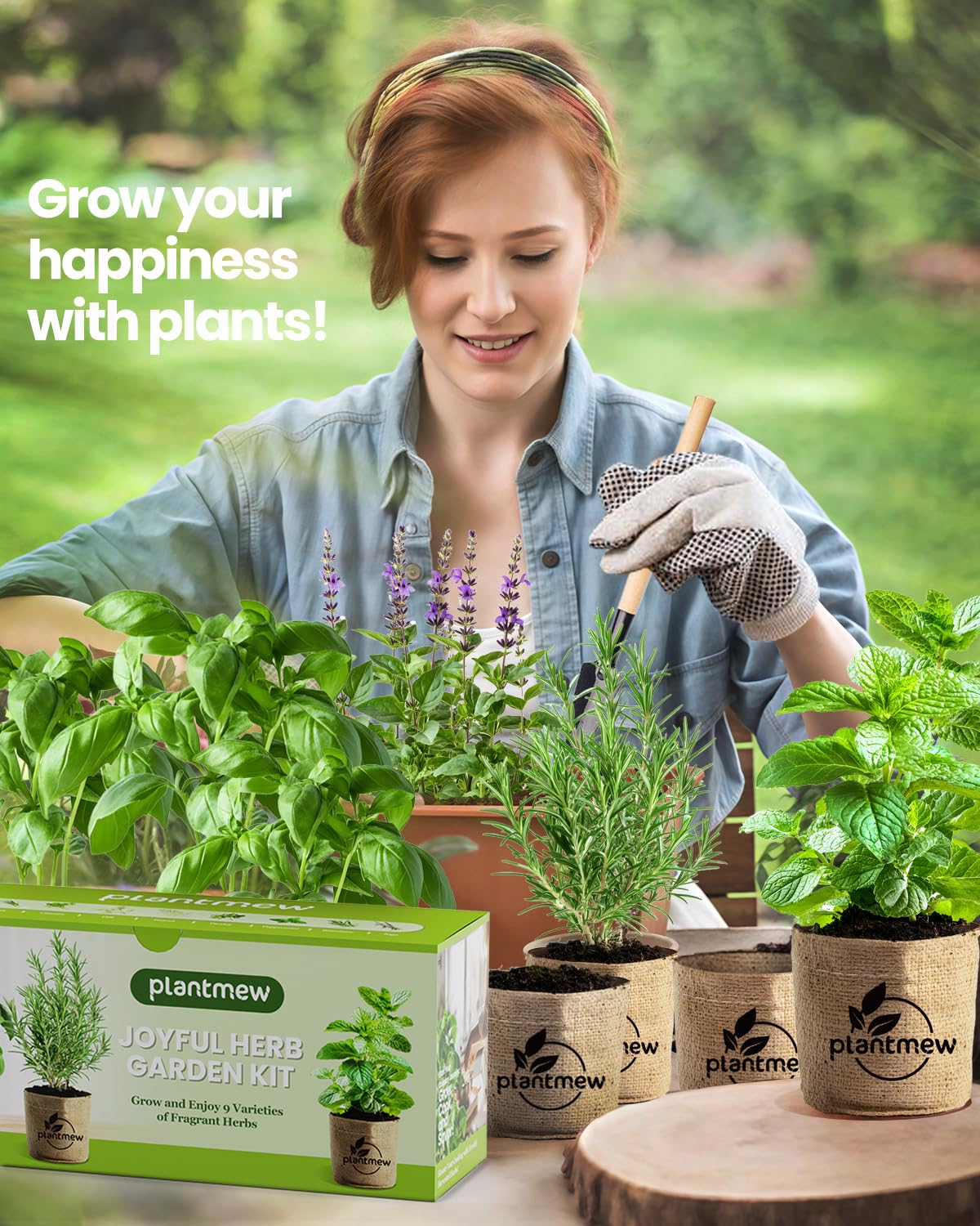 Gift for Women, Mom, Her – 9 Herb Indoor Window Garden Kit | Complete Herb Seeds Starter Set with Pots, Soil, Tools & Markers | Heirloom Herbs | Birthday, Housewarming, New Home, Mother's Day