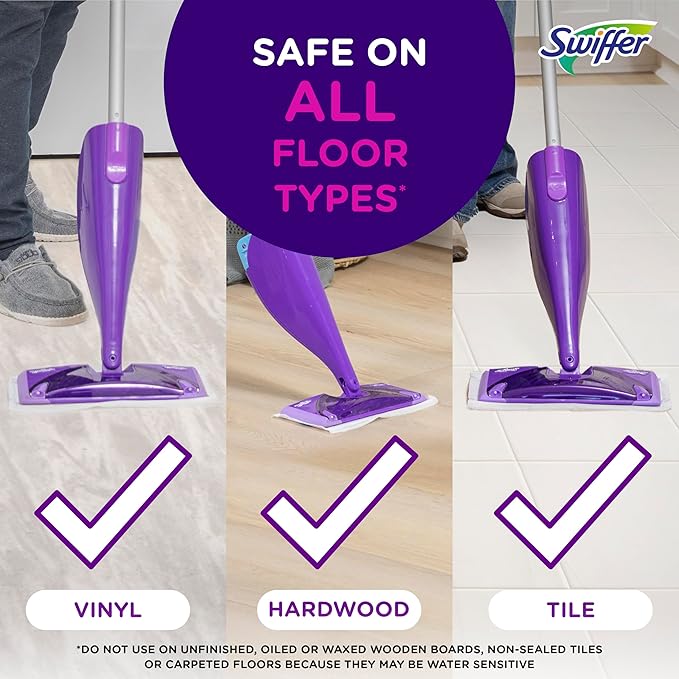 Swiffer WetJet Hardwood Floor Cleaner Spray Mop Pad Refill, Bathroom Cleaning
