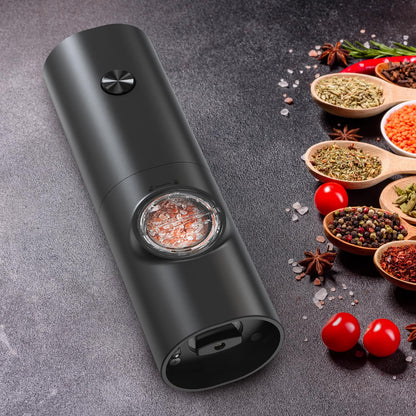 CIRCLE JOY Electric Salt and Pepper Grinder Set, Battery Operated Pepper Mill Grinder with Base, Adjustable Coarseness and Automatic Single Hand Operation, Black